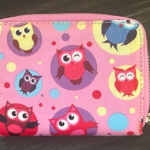 Pink Owl Pattern Kids Coin Purse with Zip Really cute/clean